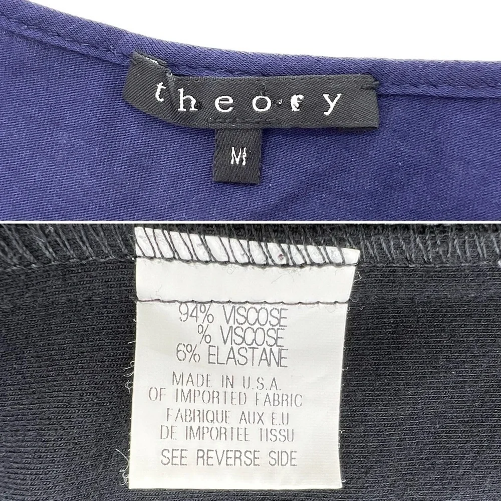 Theory Dress Size Medium Sleeveless Mini Fitted Skirt Bloused Bodice Black Blue
